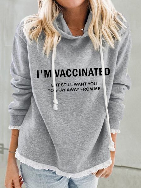 

Letter Casual Hooded Sweatshirt, Gray, Hoodies & Sweatshirts