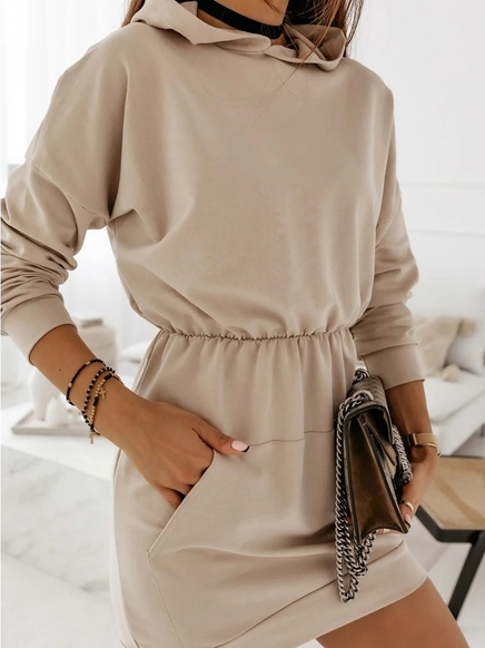 

Pockets Casual Slim Fit Dresses, Khaki, Mini Dresses