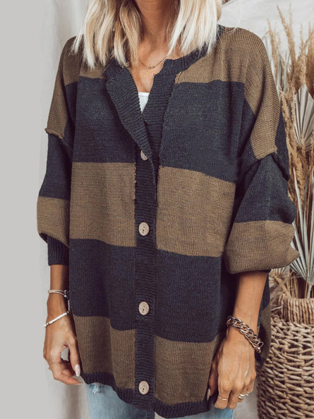 

Cotton Blends Casual Geometric Outerwear, Multicolor, Cardigans