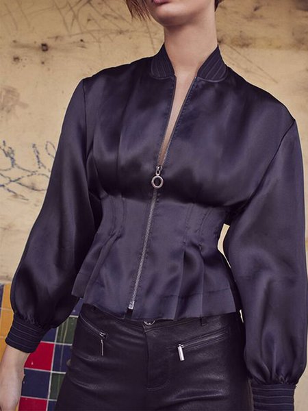 

Long Sleeve Party Regular Fit Solid Outerwear, Black, Jackets