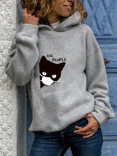 

Simple Animal Loosen Statement Hooded Sweatshirt, Deep gray, Hoodies & Sweatshirts