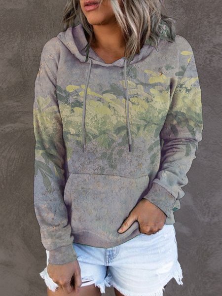

Plants Painting Crew Neck Sweatshirts, As picture, Hoodies&Sweatshirts
