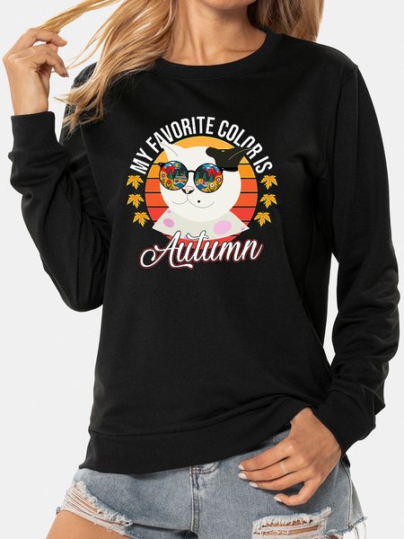 

Unocis Fun Cat Print Sweatshirt, Black, Sweatshirts