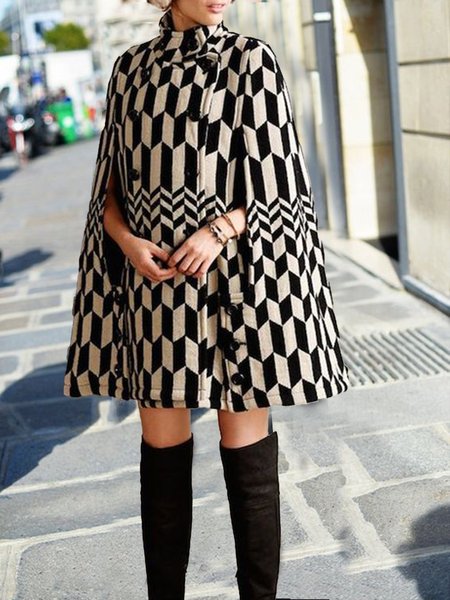 

Vacation Regular Fit High Neck Outerwear, As picture, Coats