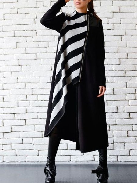 

Crew Neck Vacation Coat, Black, Coats