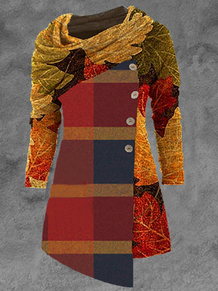 

Grid Casual Crew Neck Dresses, Multicolor, Mini Dresses