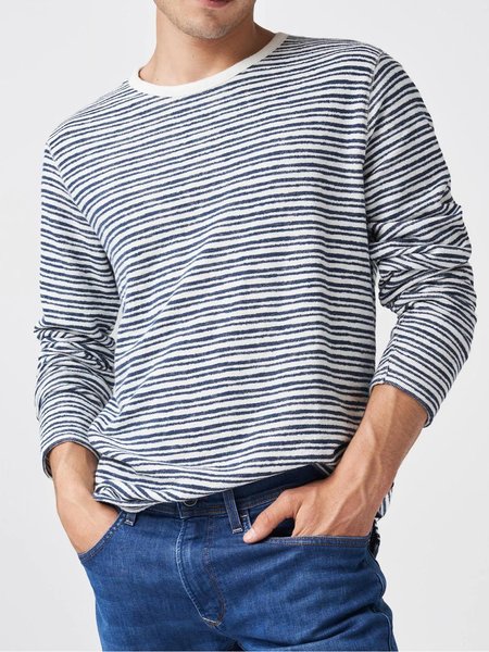

Striped Graphic Long Sleeve Casual Tee, As picture, T-shirts