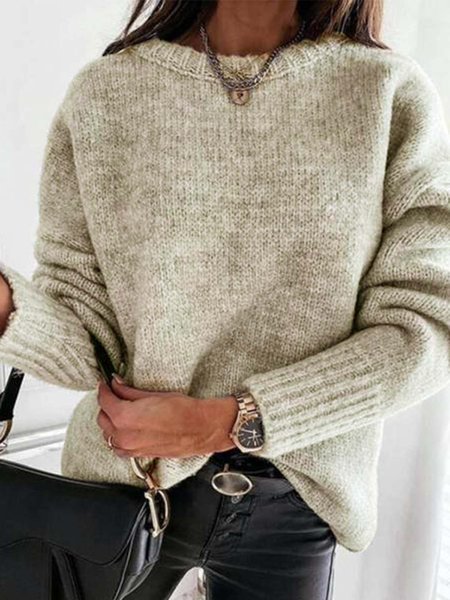 

Casuale Maniche Lunghe Girocollo Maglione, Come immagine, Sweater