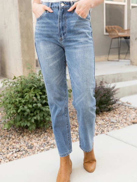 

Denim Slim Fit Pants, Blue, Pants