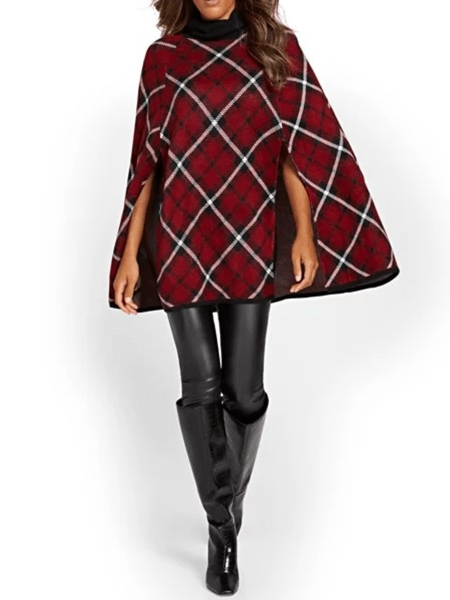 

Fall Grid Sleeveless Crew Neck Daily Non-Stretch Outerwear, Datered, Coats