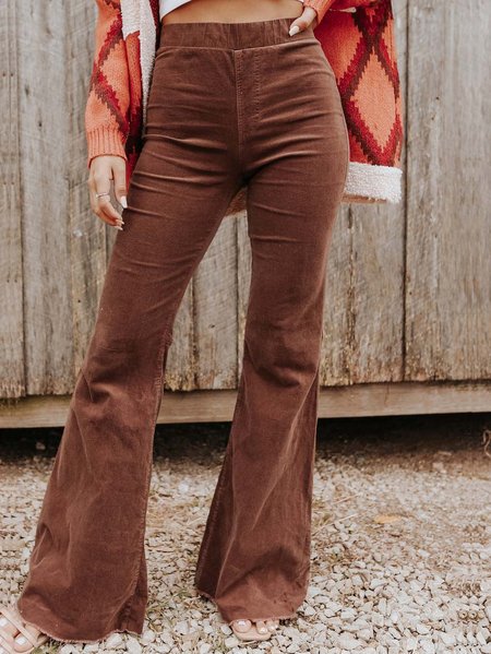 

Loosen Plain Pants, Brown, Pants