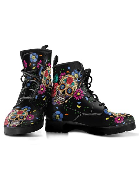

Personalized Skull Graffiti Print Martin Boots, As picture, Boots