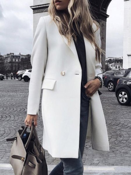 

Loosen Elegant Solid Outerwear, White, Coats
