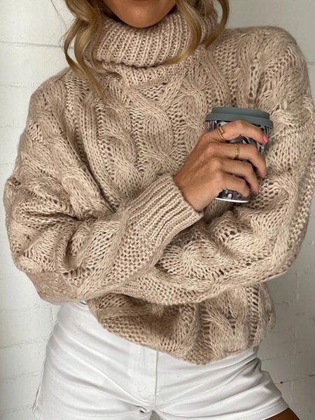 

Guipure Casual Jacquard Sweater, Khaki, Sweaters & Cardigans
