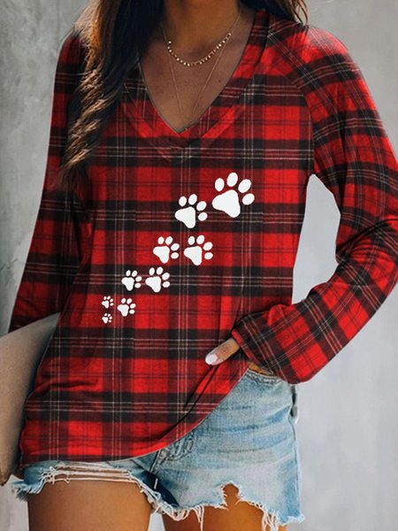 

Geometric Casual Loosen Shirts & Tops, Red, Tops