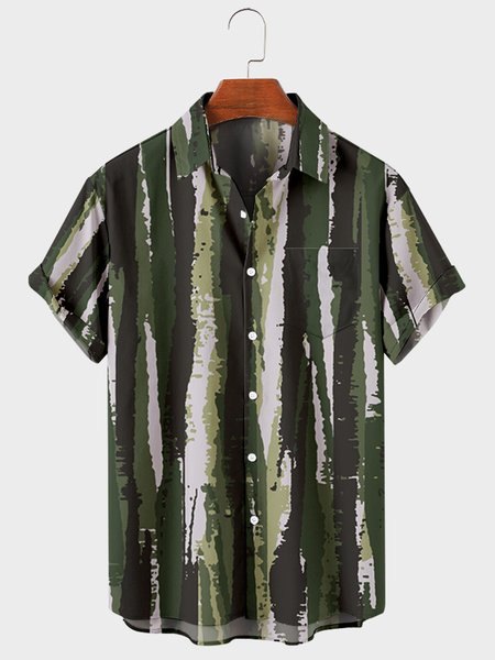 

Shirt Collar Camo Vacation Shirts, Green, Men's Floral shirt