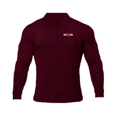 

Long Sleeve Lapel Shirts & Tops, Wine red, polo