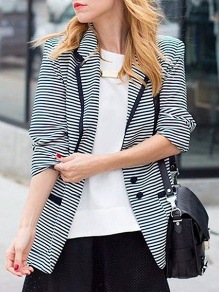 

Regular Fit Flat Collar Casual Blazer, As picture, Blazers