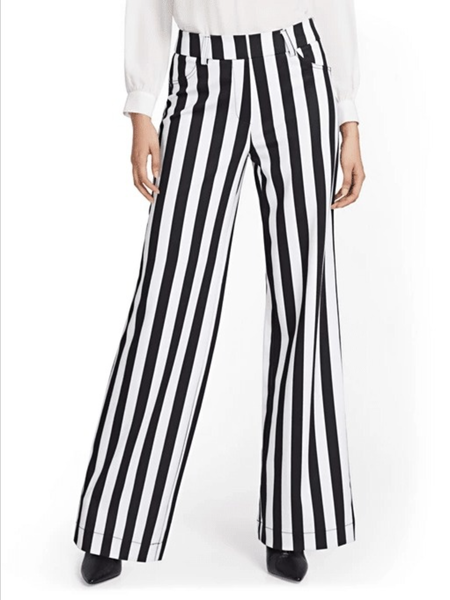 

Fall Lady Striped Slightly stretchy Mid-weight Work Elegant Lady Pants, Stripe, Straight Leg Pants