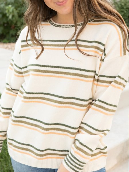 

Striped Casual Crew Neck Sweater, Multicolor, Sweaters & Cardigans