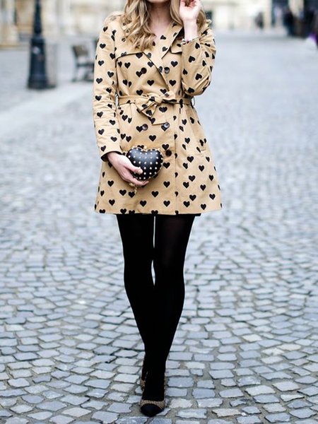 

Vacation Lapel Solid Coat, As picture, Coats