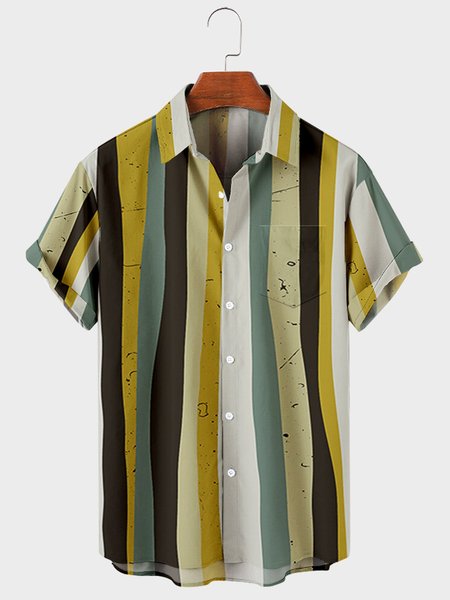 

Vintage Short Sleeve Shirts, Yellow, Men's Floral shirt