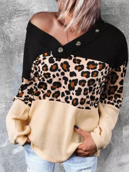 

Casual Long Sleeve V Neck Printed Sweatshirt, Multicolor, Hoodies & Sweatshirts