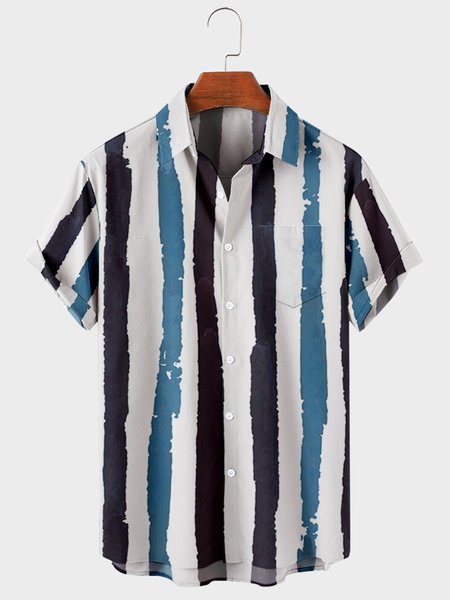 

Shirt Collar Long Sleeve Vintage Shirts, Blue, Men's Floral shirt