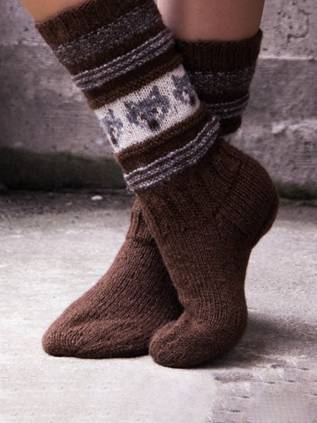 Ethnic Fox Crochet Warm Socks, As picture, Socks