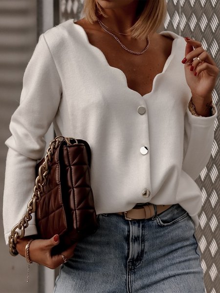 

Regular Fit Plain Casual Shirts & Tops, White, Blouses & Shirts