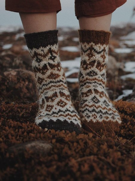 

National Wind Crochet Thermal Socks, As picture, Socks