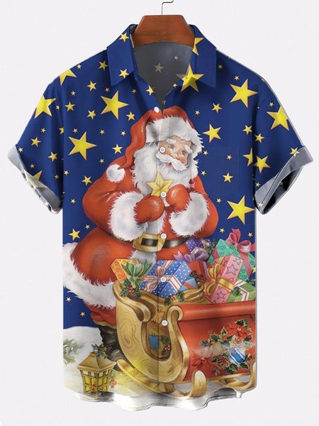 

Vintage Short Sleeve Christmas Shirts & Tops, Blue, Men's Floral shirt