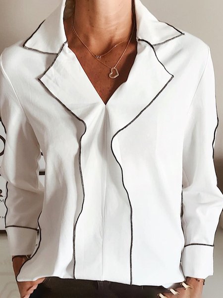 

Color Block Casual Loosen Shirts & Tops, White, Tops