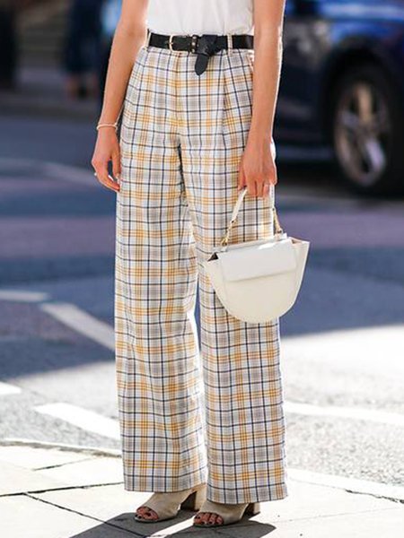 

Straight Leg Grid Regular fit Pants, Multicolor, Straight Leg Pants