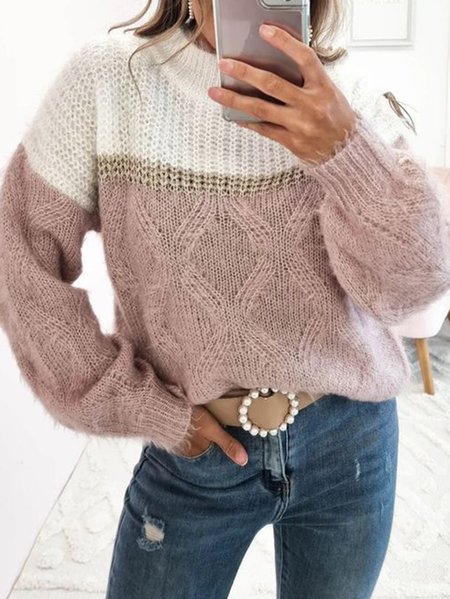 

Casual Wool/Knitting High Neck Sweater, Light purple, Sweaters & Cardigans