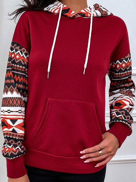 

Off Shoulder Loosen Tribal Basics Sweatshirt, Red, Hoodies & Sweatshirts