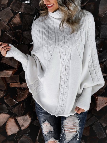 

Plain Casual Sweater, White, Knitwear & Sweaters