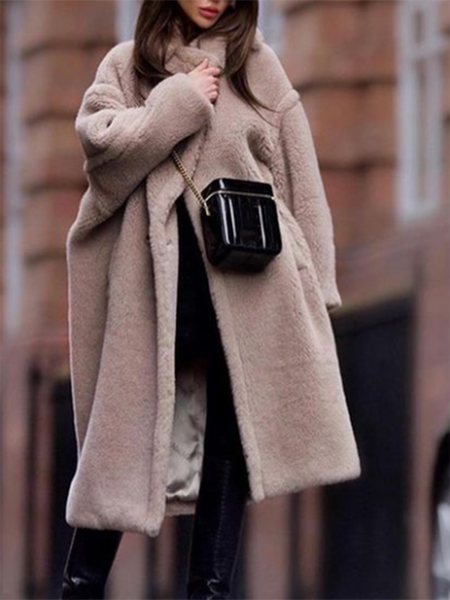 

Long sleeve Solid Elegant Regular fit Outerwear, Light coffee, Coats