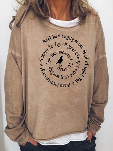 

Blackbird Singing In The Dead Of Night Sweatshirt, Khaki, Hoodies&Sweatshirts