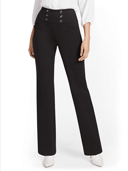 

Fall Plain Elegant Work Formal Mid-weight Slightly stretchy Pants, Black, Wide Leg Pants