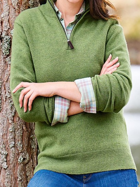 

Wool/Knitting V Neck Sweater, Green, Knitwear & Sweaters