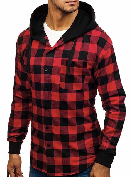 

Plaid Graphic Long Sleeve Casual Shirt, Red, Outerwear