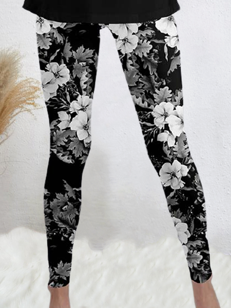 

Black and gray floral leggings, Leggings