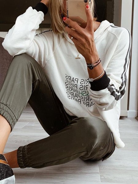 

Casual Loosen Sweatshirt, White, Hoodies & Sweatshirts
