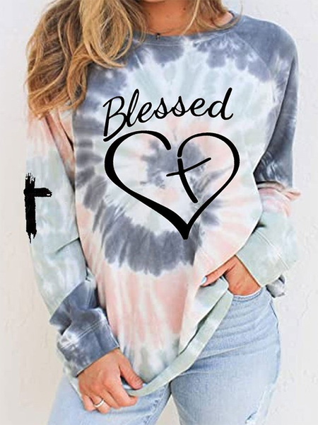

Casual Long Sleeve Crew Neck Letter Sweatshirt, Multicolor, Hoodies & Sweatshirts