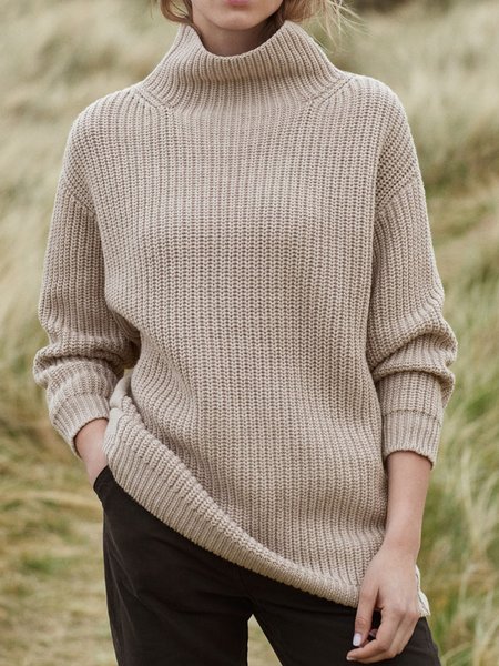 

Wool/Knitting Plain Sweater, Khaki, Knitwear & Sweaters