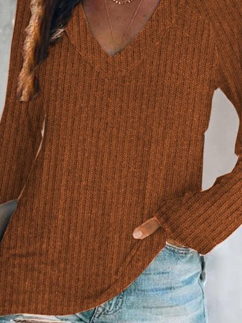 

Casual V Neck Shirts & Tops, Brown, Tops