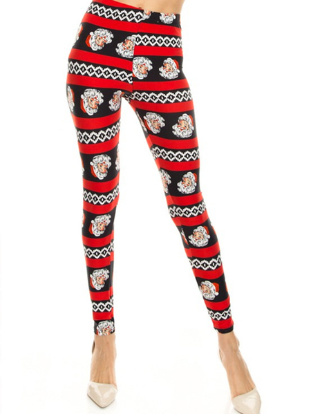 

Holiday Santas Beige Black Skinny Pants, Leggings