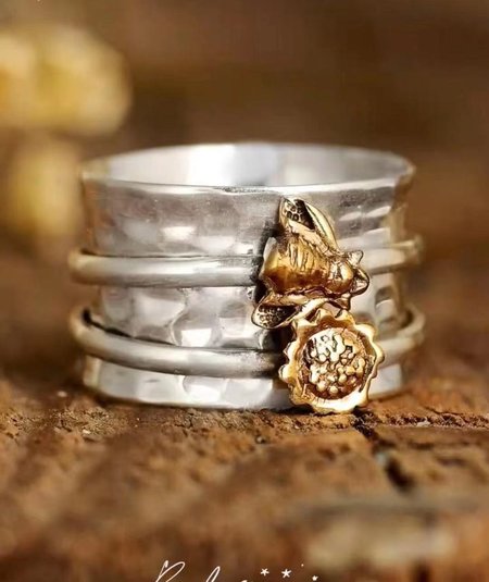 

Simple Bee Flower Alloy Ring, Silver, Rings