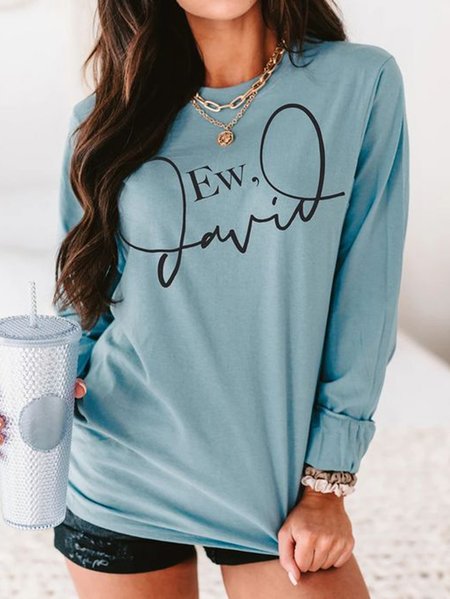 

Crew Neck Cotton Shirts & Tops, Blue, Tops